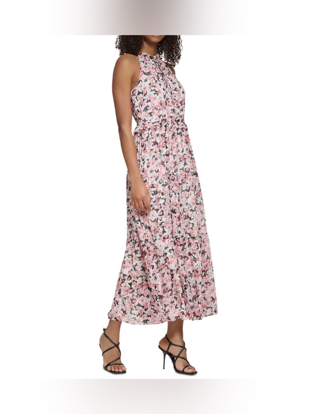 Karl Lagerfeld Paris Chiffon Floral Ruffled Midi Dress US12